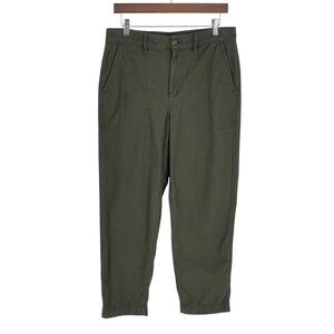 J. Crew Womens Cotton Camp Pant Size 8 Olive Green Straight Leg Casual Career